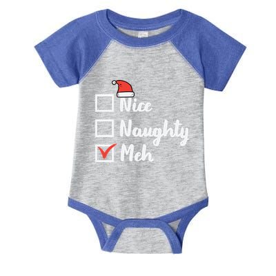Christmas Nice Naughty Meh Funny Xmas List Gift Infant Baby Jersey Bodysuit