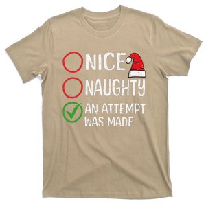 Christmas Nice Naughty An Attempt Was Made Xmas List Santa T-Shirt