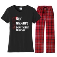 Christmas Nice Naughty Insufficient Evidence Santa Women's Flannel Pajama Set