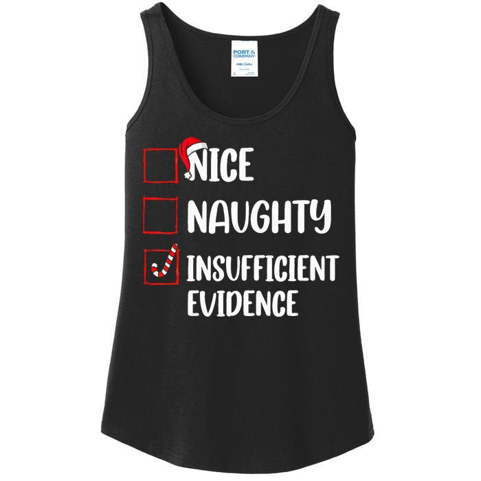 Christmas Nice Naughty Insufficient Evidence Santa Ladies Essential Tank