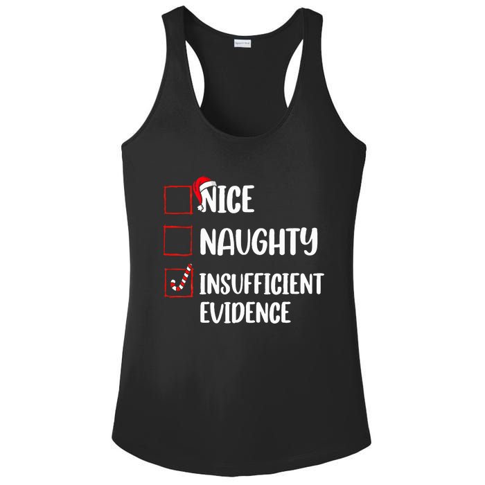 Christmas Nice Naughty Insufficient Evidence Santa Ladies PosiCharge Competitor Racerback Tank