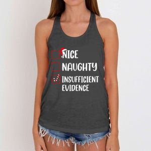 Christmas Nice Naughty Insufficient Evidence Santa Women's Knotted Racerback Tank