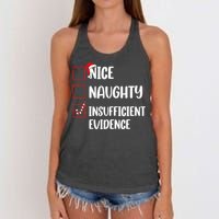 Christmas Nice Naughty Insufficient Evidence Santa Women's Knotted Racerback Tank