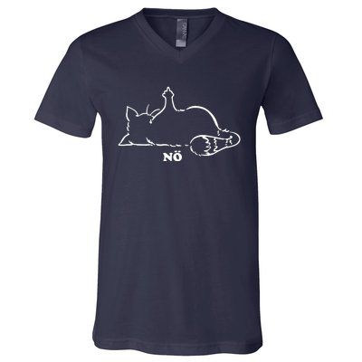 Cat Nope Naysayers Middle Finger Cat V-Neck T-Shirt