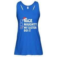 Christmas Nice Naughty Sister Did It Xmas Family Cool Gift Ladies Essential Flowy Tank