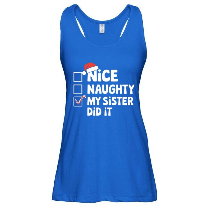 Christmas Nice Naughty Sister Did It Xmas Family Cool Gift Ladies Essential Flowy Tank