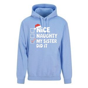 Christmas Nice Naughty Sister Did It Xmas Family Cool Gift Unisex Surf Hoodie