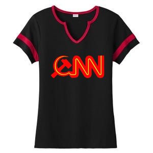 Communist News Network Funny Fake News Ladies Halftime Notch Neck Tee