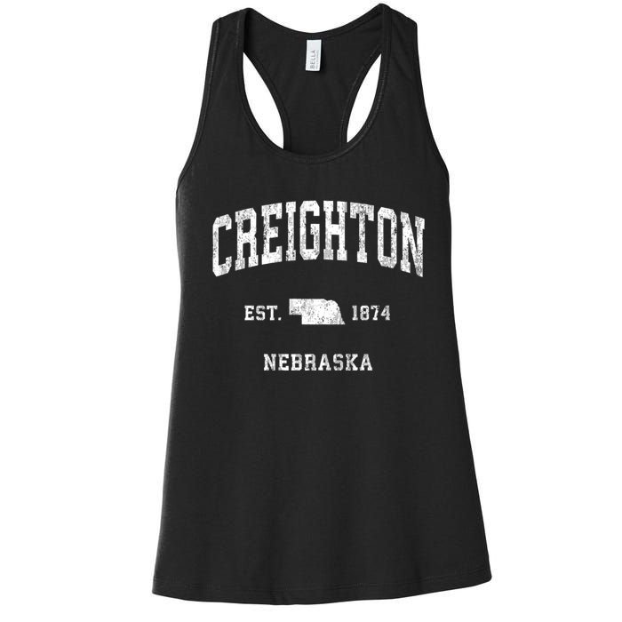 Creighton Nebraska Ne Vintage Athletic Sports Women's Racerback Tank