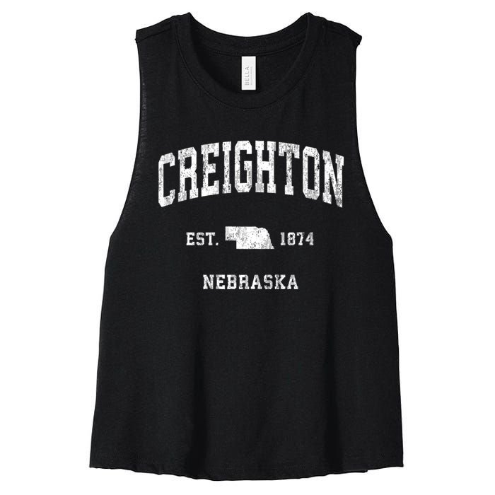 Creighton Nebraska Ne Vintage Athletic Sports Women's Racerback Cropped Tank