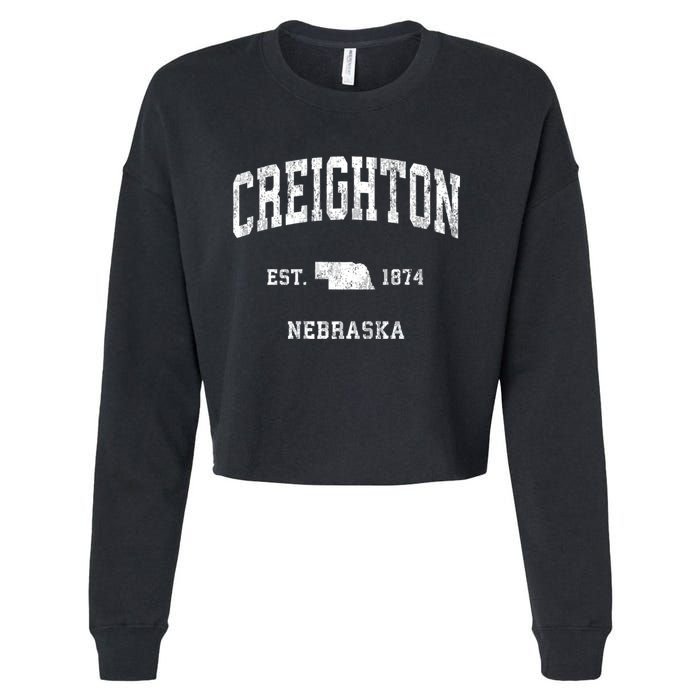 Creighton Nebraska Ne Vintage Athletic Sports Cropped Pullover Crew