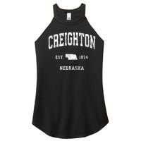 Creighton Nebraska Ne Vintage Athletic Sports Women's Perfect Tri Rocker Tank