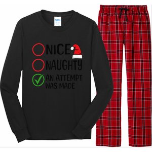 Christmas Nice Naughty An Attempt Was Made Xmas List Santa Long Sleeve Pajama Set