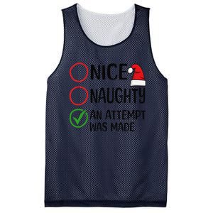 Christmas Nice Naughty An Attempt Was Made Xmas List Santa Mesh Reversible Basketball Jersey Tank