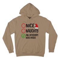 Christmas Nice Naughty An Attempt Was Made Xmas List Santa Hoodie