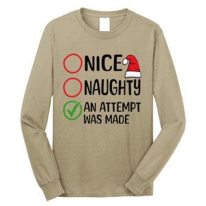 Christmas Nice Naughty An Attempt Was Made Xmas List Santa Long Sleeve Shirt