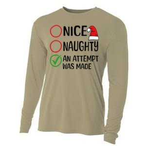 Christmas Nice Naughty An Attempt Was Made Xmas List Santa Cooling Performance Long Sleeve Crew