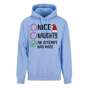 Christmas Nice Naughty An Attempt Was Made Xmas List Santa Unisex Surf Hoodie