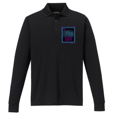 Cool NE Neon Light Periodic Table Element Performance Long Sleeve Polo