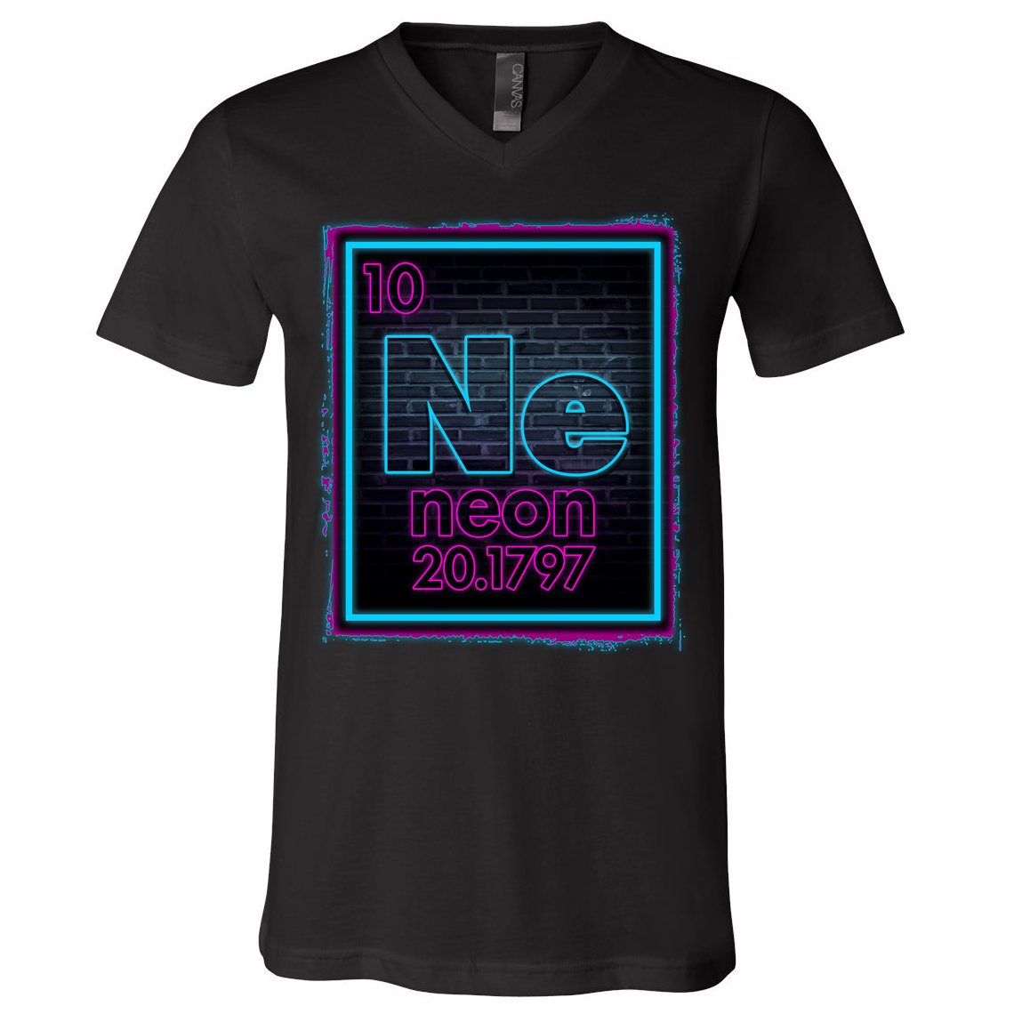 Cool NE Neon Light Periodic Table Element V-Neck T-Shirt