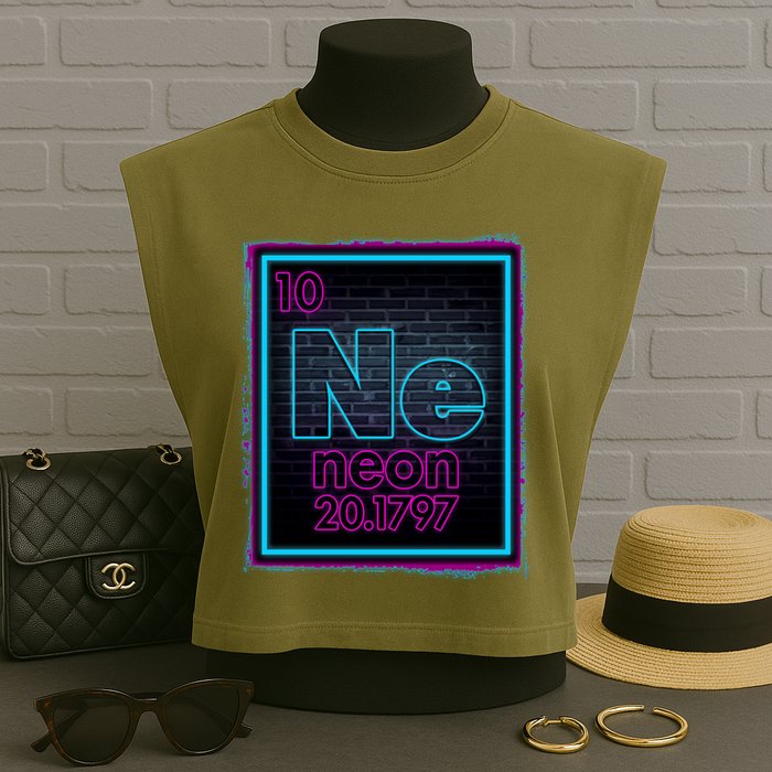 Cool NE Neon Light Periodic Table Element Garment-Dyed Women's Muscle Tee
