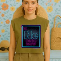 Cool NE Neon Light Periodic Table Element Garment-Dyed Women's Muscle Tee
