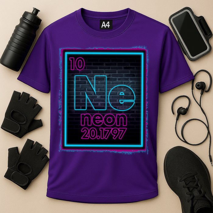Cool NE Neon Light Periodic Table Element Performance Shirt