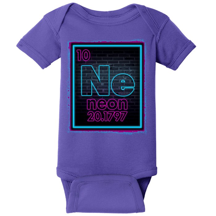 Cool NE Neon Light Periodic Table Element Baby Bodysuit