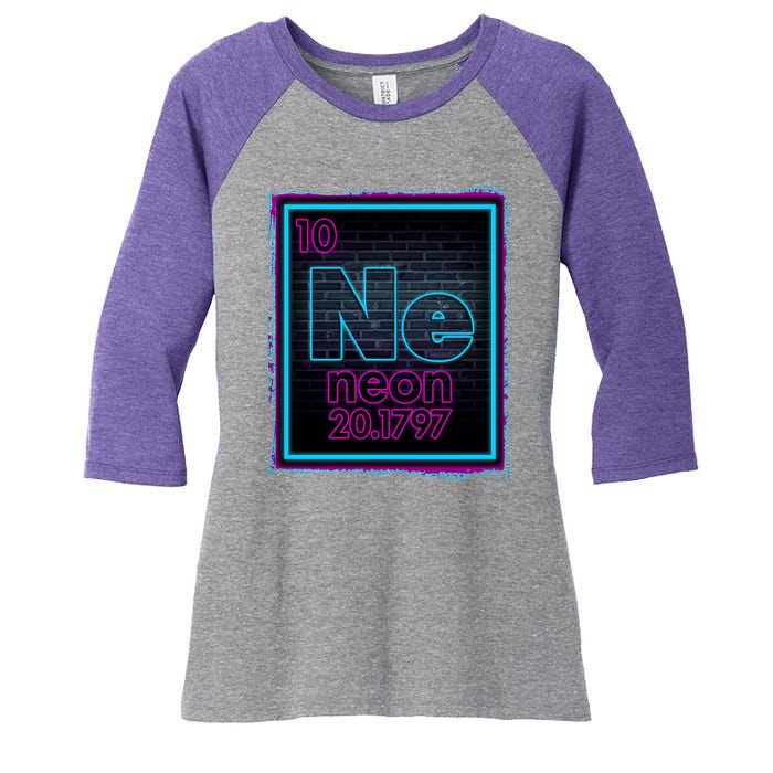 Cool NE Neon Light Periodic Table Element Women's Tri-Blend 3/4-Sleeve Raglan Shirt