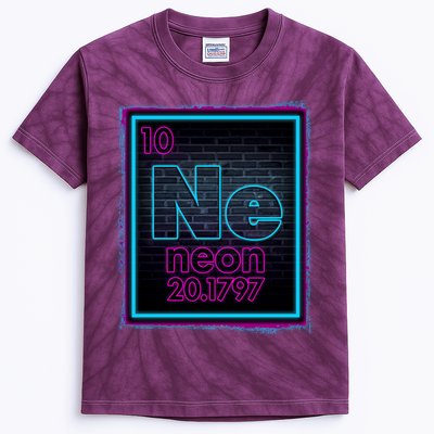 Cool NE Neon Light Periodic Table Element Kids Tie-Dye T-Shirt