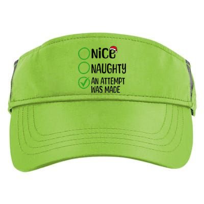 Christmas Nice Naughty An Attempt Was Made Xmas List Santa Adult Drive Performance Visor