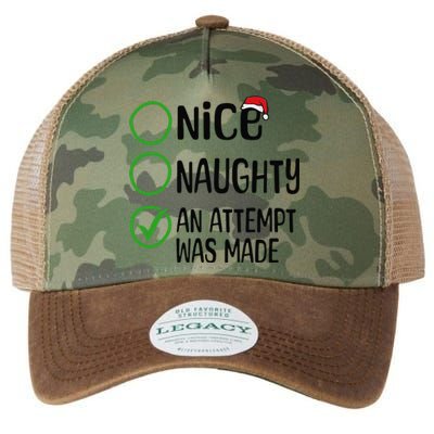 Christmas Nice Naughty An Attempt Was Made Xmas List Santa Legacy Tie Dye Trucker Hat