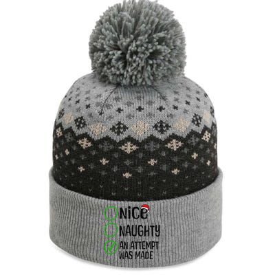 Christmas Nice Naughty An Attempt Was Made Xmas List Santa The Baniff Cuffed Pom Beanie