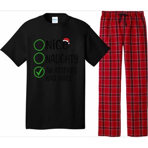 Christmas Nice Naughty An Attempt Was Made Xmas List Santa Pajama Set