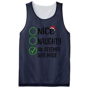 Christmas Nice Naughty An Attempt Was Made Xmas List Santa Mesh Reversible Basketball Jersey Tank