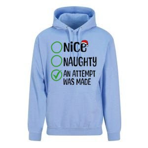 Christmas Nice Naughty An Attempt Was Made Xmas List Santa Unisex Surf Hoodie