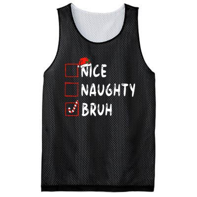 Christmas Nice Naughty Bruh Funny Xmas List Mesh Reversible Basketball Jersey Tank