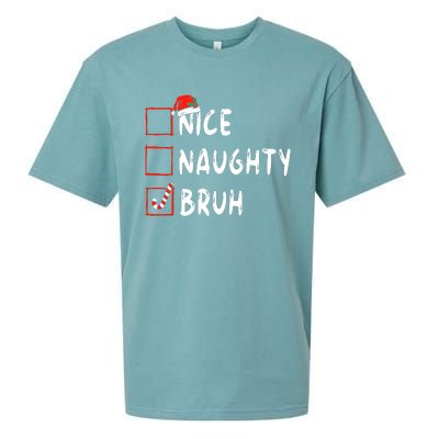 Christmas Nice Naughty Bruh Funny Xmas List Sueded Cloud Jersey T-Shirt