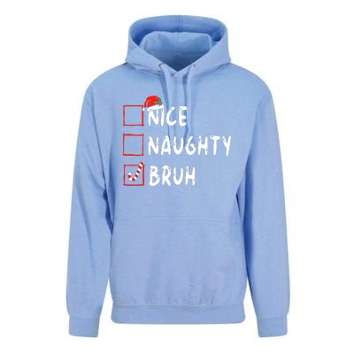 Christmas Nice Naughty Bruh Funny Xmas List Unisex Surf Hoodie