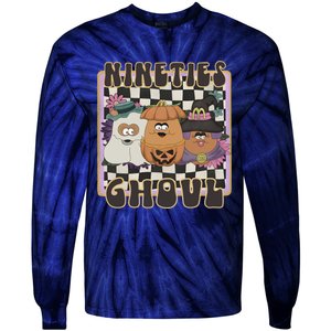 Chicken Nugget Nineties Ghouls Nugget 90s Halloween Retro Tie-Dye Long Sleeve Shirt