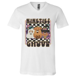 Chicken Nugget Nineties Ghouls Nugget 90s Halloween Retro V-Neck T-Shirt