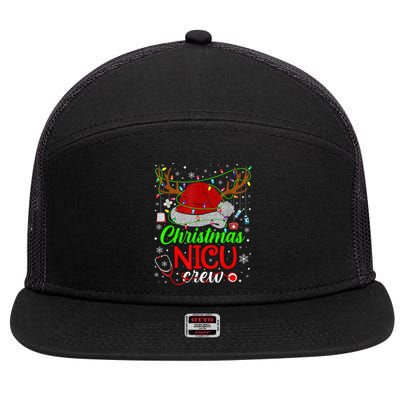 Christmas Nicu Nurse Crew Santa Hat Stethoscope Xmas Pajamas Gift 7 Panel Mesh Trucker Snapback Hat