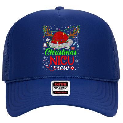 Christmas Nicu Nurse Crew Santa Hat Stethoscope Xmas Pajamas Gift High Crown Mesh Back Trucker Hat