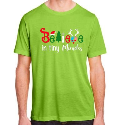 Christmas NICU Nurse Believe In Tiny Miracles Adult ChromaSoft Performance T-Shirt