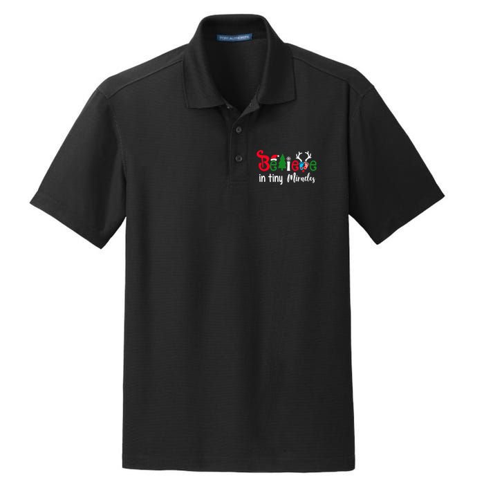 Christmas NICU Nurse Believe In Tiny Miracles Dry Zone Grid Polo