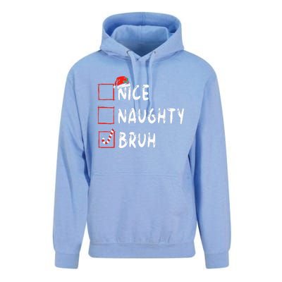 Christmas Nice Naughty Bruh Funny Xmas List Unisex Surf Hoodie