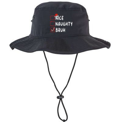 Christmas Nice Naughty Bruh Funny Xmas List  Bucket Hat