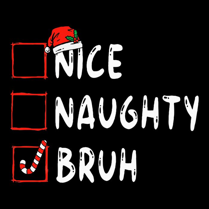Christmas Nice Naughty Bruh Funny Xmas List  Short Acrylic Beanie
