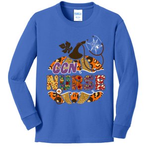 Ccn Nurse Nursing Halloween Pumpkin Leopard Gift Kids Long Sleeve Shirt