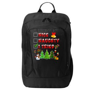 Christmas Nice Naughty I Tried Xmas Tree Light City Backpack